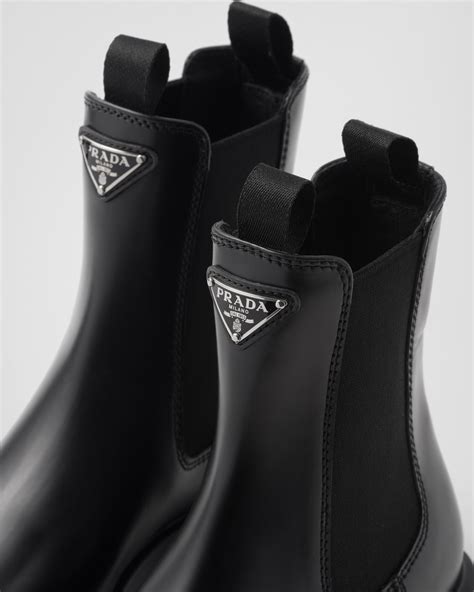 brushed leather booties prada|Black Monolith Brushed Leather Booties .